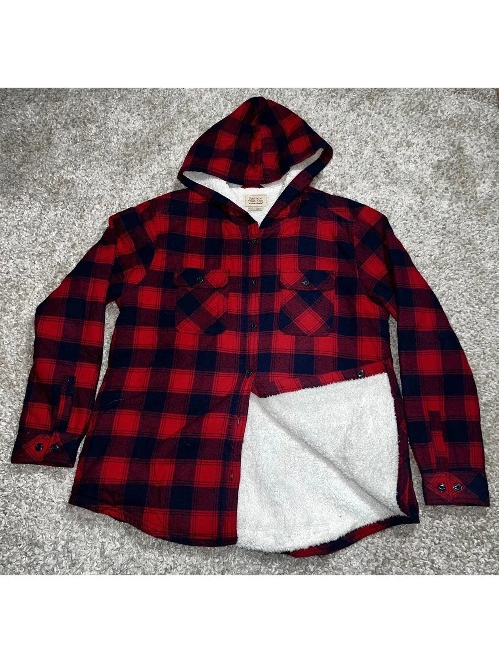Red plaid  checkered men M cozy BOSTON TRADERS jacket men’s